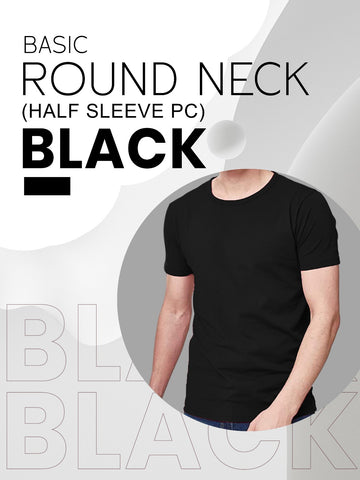 Black Regular Fit Plain T-Shir